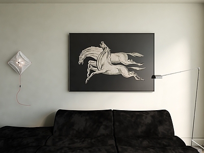 意式极简黑白挂画 抽象画 油画 客厅背景墙装饰画 卧室装饰画