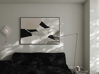 意式极简家居客厅 黑白艺术挂画 沙发背景挂画 餐厅挂画
