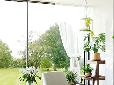现代简约阳台 休闲椅 绿植