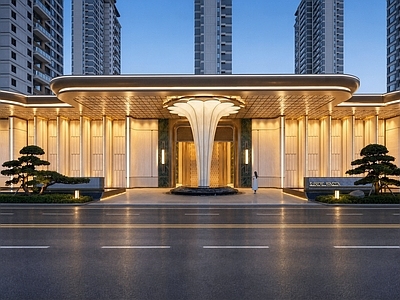 现代小区建筑 海派轻奢大门 海派东方 现代入口大门 景观大门 示范区大门