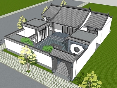中式古建四合院 中式合院 农村自建房 民居 民俗