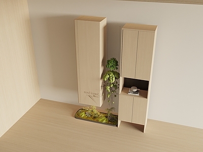 原木风玄关 现代景观玄关 景观玄关柜