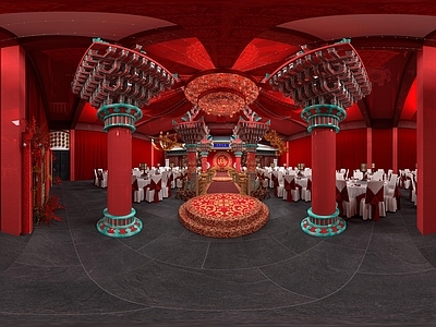 中式宴会厅 中式宴会厅 红色大厅 宴会厅 中式婚礼