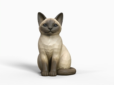 原木风雕塑摆件 小猫木雕 暹罗猫 猫咪雕塑 木雕摆件