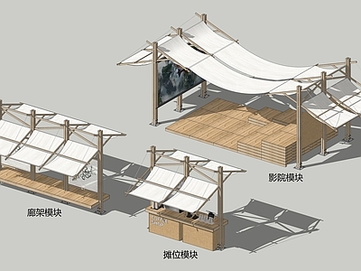 原木风集市 模块化集市 商业外摆 构筑物搭建 集市木屋 网红集市
