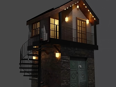 复古其他住宅外观 两层坡屋顶住宅