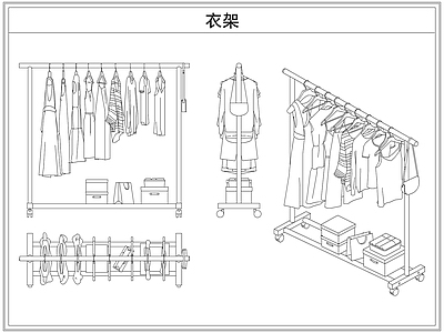 综合软装摆件图库 落地挂衣帽架