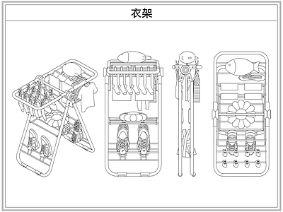 综合软装摆件图库 落地挂衣帽架