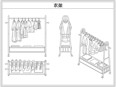 综合软装摆件图库 落地挂衣帽架