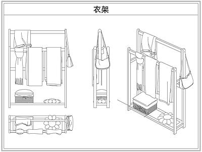 综合软装摆件图库 落地挂衣帽架