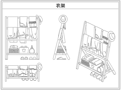 综合软装摆件图库 落地挂衣帽架