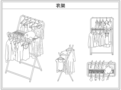 综合软装摆件图库 落地挂衣帽架