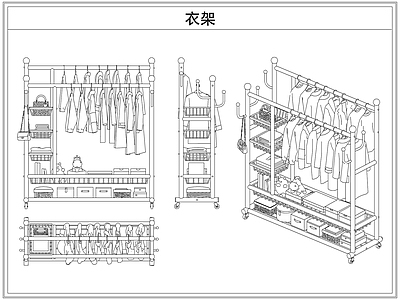 综合软装摆件图库 落地挂衣帽架