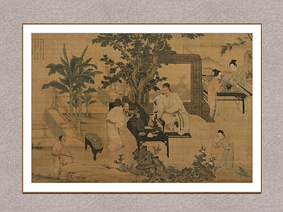 中式字画 玩古图 古画 国画 装饰画 明代古画