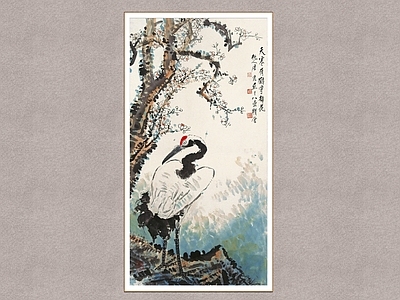 中式画框 松鹤延年 唐云 装饰画