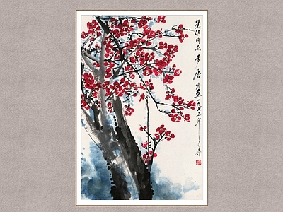 中式字画 红梅花开 梅花 梅花唐云 装饰画