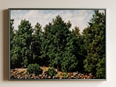 写实风景油画儿童挂画 原木自然风装饰画