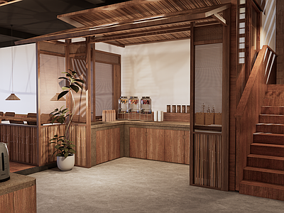 中式中餐厅 现代酒店民宿 乡村风餐厅