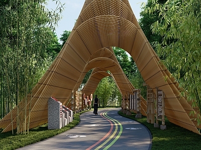 新中式景观景观廊道 景观艺术装置 户外廊架 道路装置廊架 户外艺术装置 廉政文化长廊