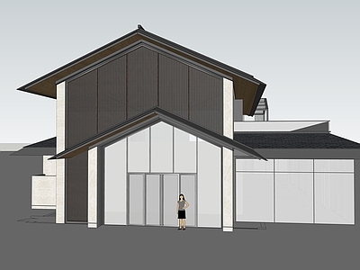 新中式民宿建筑 新中式 两层商业建筑