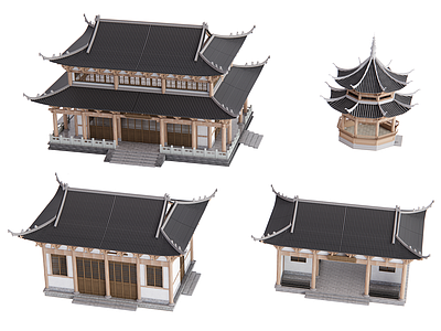 中式古建古建筑 古建院落 古建筑 斗拱