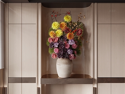 现代简约花瓶 花瓶花艺 干枝花艺 鲜花 玄关 端景
