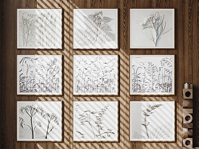 中古风挂画组合 现代装饰画 抽象画 浮雕画