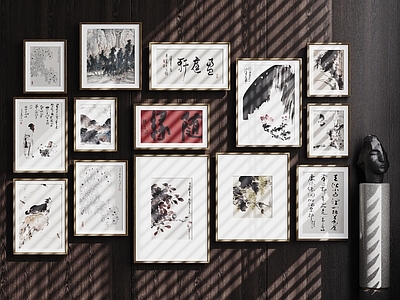 新中式挂画组合 新中式装饰画 字画 相框