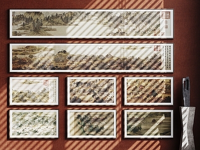 新中式挂画组合 宋氏装饰画 相框 风景画