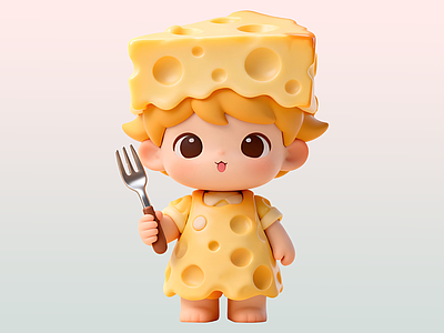 虚拟人物 奶酪卡通IP 玩偶公仔 美陈 食物雕塑摆件 面包蛋糕食品IP
