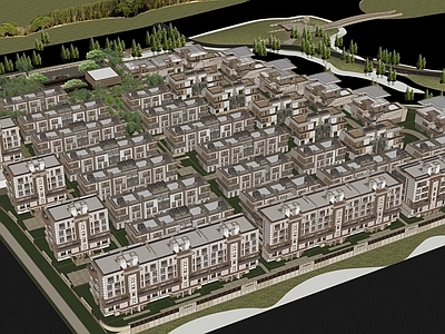 别墅 顶豪别墅建筑 住宅叠拼建筑 社区洋房建筑 低密小区整体