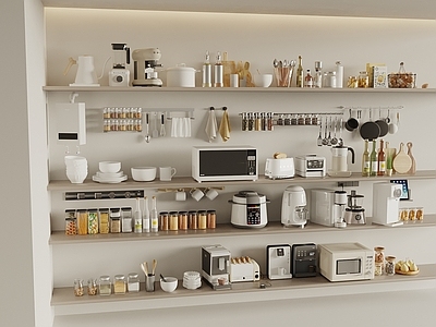 奶油风厨房用品 厨房电器 调料瓶 厨具餐具 咖啡机 厨房器具