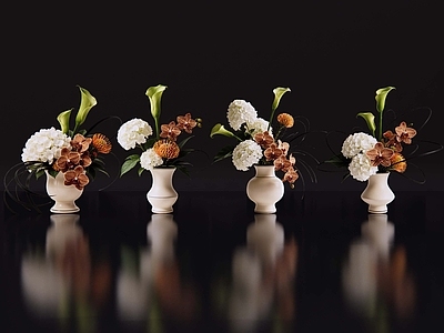 现代简约花瓶 2D轻奢花艺 现代侘寂花瓶花艺 法式复古花艺 高级感花艺 软装摆件