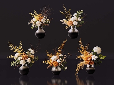 现代花艺 2D轻奢花艺 现代侘寂花瓶花艺 法式复古花艺 高级感花艺 软装摆件