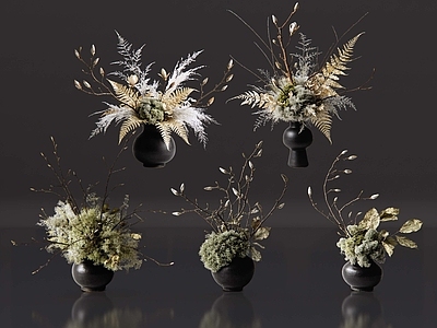 侘寂花瓶 2D轻奢花艺 现代侘寂花瓶花艺 法式复古花艺 高级感花艺 软装摆件