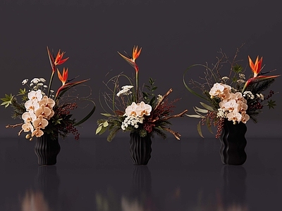 现代花瓶 2D轻奢花艺 现代侘寂花瓶花艺 法式复古花艺 高级感花艺 软装摆件