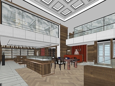 新中式店铺 新中式烟酒店 烟酒商铺会所 新中式餐饮包厢 商业展厅设计