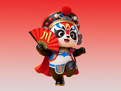 中式虚拟人物 戏曲变脸卡通IP 熊猫变脸 川剧变脸 美陈 居家摆件