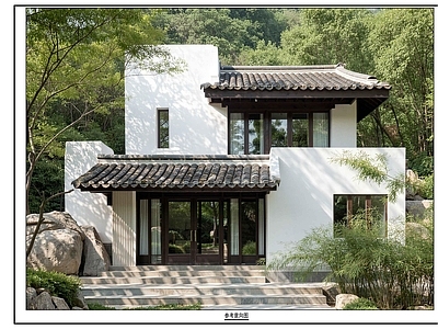 别墅建筑 新中式 极简乡村别墅