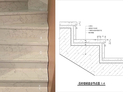楼梯节点 大理石楼梯踏步