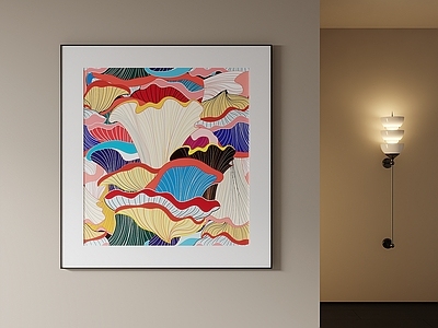 现代简约抽象画 极简装裱艺术挂画 客厅装饰挂画 卧室挂画 彩色银杏装饰画 线条肌理装饰画