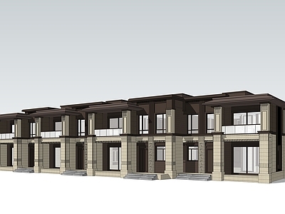 新中式联排别墅 新中式联排别墅 平顶