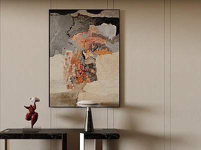 轻奢抽象画 现代油画 侘寂风 竖版长形走廊挂画 肌理画 大地色抽象挂画