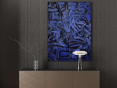 意式极简抽象画 油画 蓝黑色挂画 轻奢装饰画 办公装饰画 肌理画