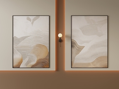 侘寂抽象挂画 肌理画 线条感装饰画