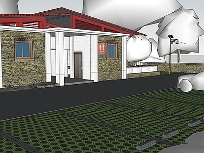 新中式景观小公建 藏式厕所 厕所 公共厕所