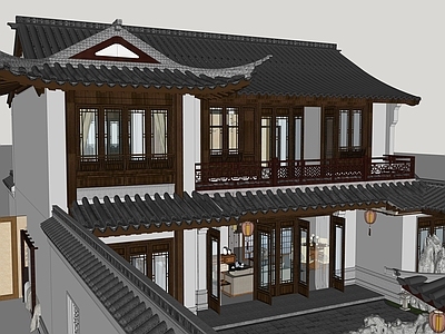中式古建四合院 中式独栋别墅 合院