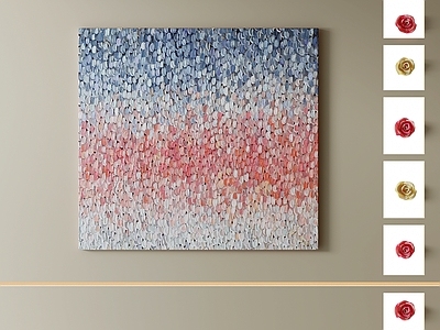 现代抽象挂画 蓝粉渐变肌理画 马卡龙手绘油画 莫兰迪色块抽象画 鱼鳞肌理画 花瓣圆点肌理画