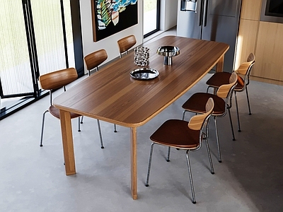 现代简约餐桌椅 长桌用餐 餐椅组合 多人座位 餐厅家具