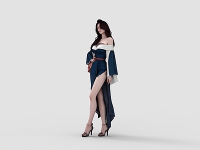 虚拟人物 时尚模特 美女模特 短裙 明星 漫展
